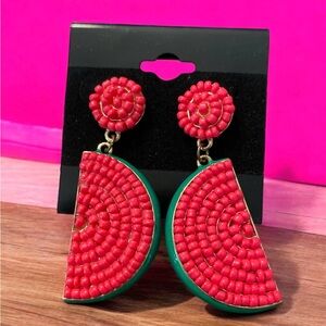 3/$18 Beaded Watermelon Earrings- Costume Jewelry